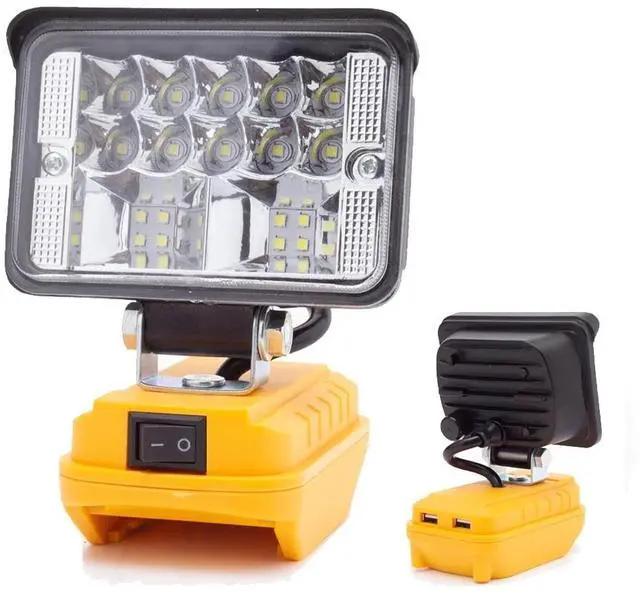 Main image of Cordless LED Work Light for Dewalt 20V Battery with Dual USB Ports Flood Light