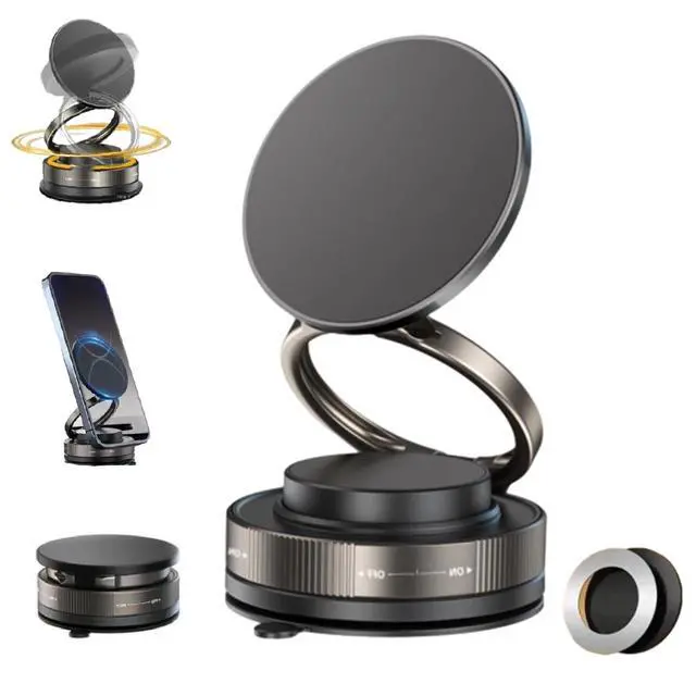 Alt view image 2 of 7 - 360° Vacuum Strong Magnetic Phone Holder Suction Cup Car Mount Foldable Stand US