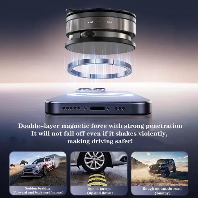 Alt view image 5 of 7 - 360° Vacuum Strong Magnetic Phone Holder Suction Cup Car Mount Foldable Stand US