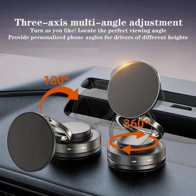 Alt view image 3 of 7 - 360° Vacuum Strong Magnetic Phone Holder Suction Cup Car Mount Foldable Stand US