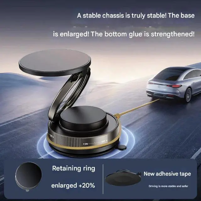 Alt view image 6 of 7 - 360° Vacuum Strong Magnetic Phone Holder Suction Cup Car Mount Foldable Stand US