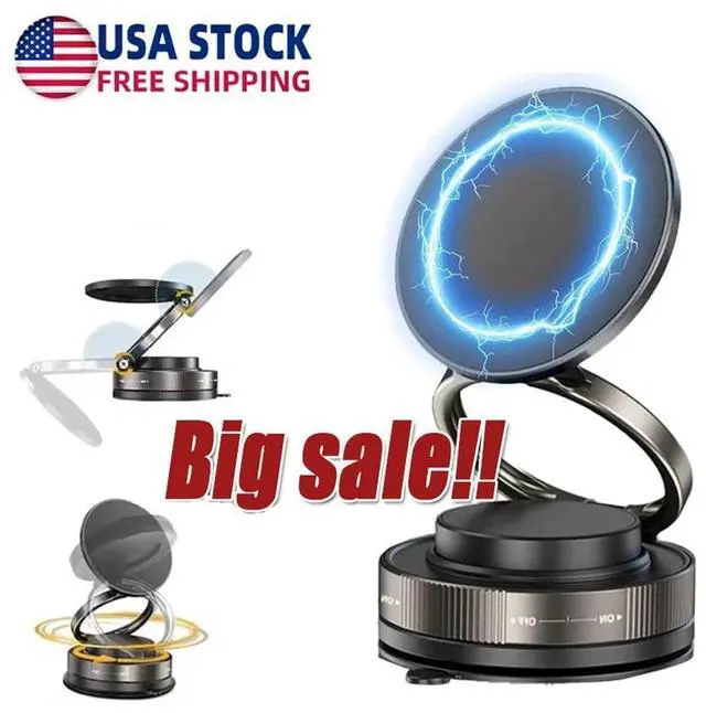 Main image of 360° Vacuum Strong Magnetic Phone Holder Suction Cup Car Mount Foldable Stand US
