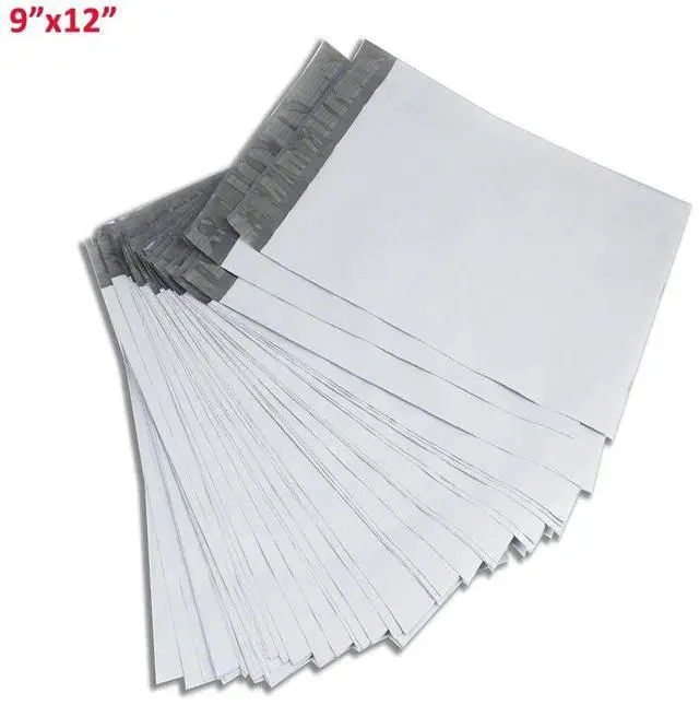 Main image of 100 9x12 Mailing Bags Envelopes White Plastic Poly Mailers Self Sealing 2.5 MIL