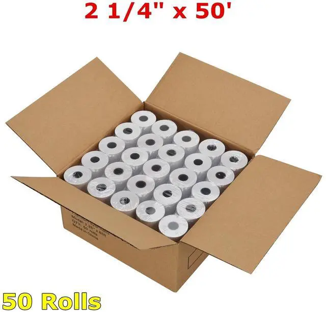 Main image of 2 1/4" x 50' Thermal Receipt Paper POS Cash Register Tape 50 Rolls