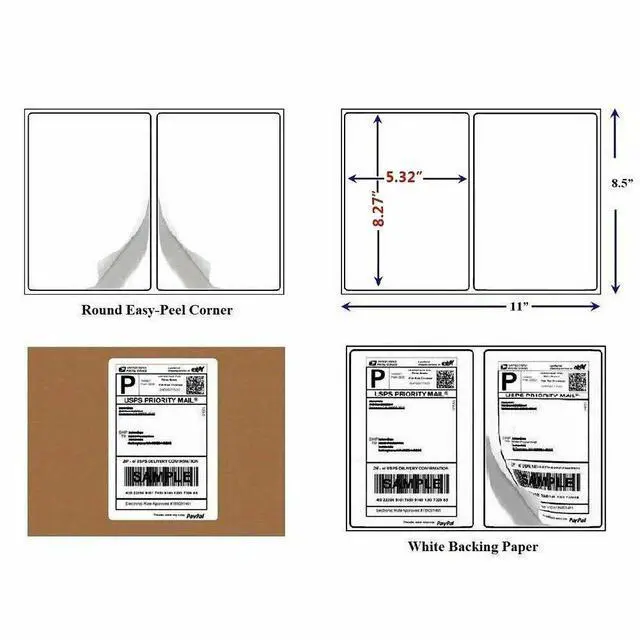 Alt view image 4 of 4 - 300 Round Corner 8.5x5.5 Premium Laser Mailing Shipping Labels For Laser ink