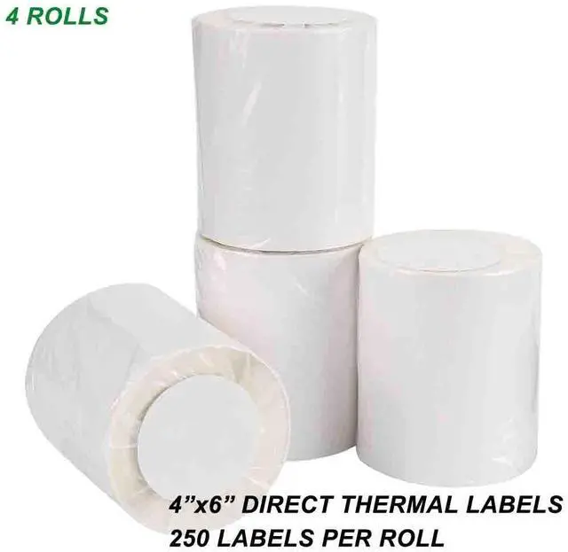 Main image of 4 Rolls Direct Thermal Labels 250/Roll 4x6 For Eltron Zebra 2844 ZP450 TLP 2824