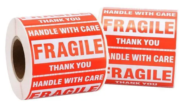 Alt view image 3 of 3 - 2 Rolls 2x3 500/Roll Fragile Shipping Labels Handle with Care Thank You Stickers