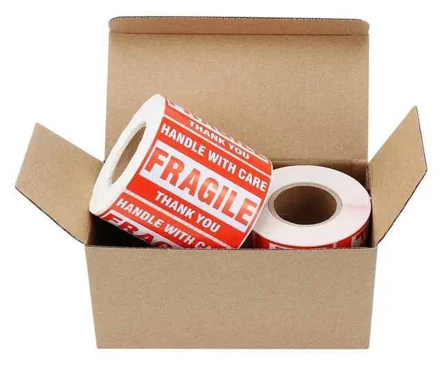 Alt view image 2 of 3 - 2 Rolls 2x3 500/Roll Fragile Shipping Labels Handle with Care Thank You Stickers