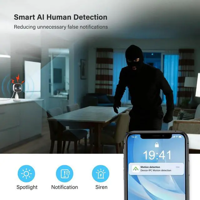 Alt view image 3 of 7 - 2.4G WiFi 2K Baby/Pet Camera Indoor Outdoor Security Camera with 32G SD Card