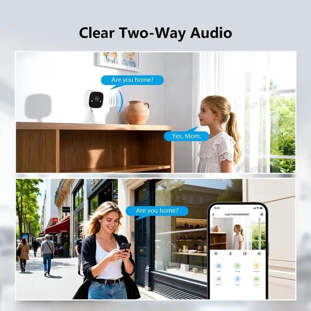Alt view image 7 of 7 - 2.4G WiFi 2K Baby/Pet Camera Indoor Outdoor Security Camera with 32G SD Card