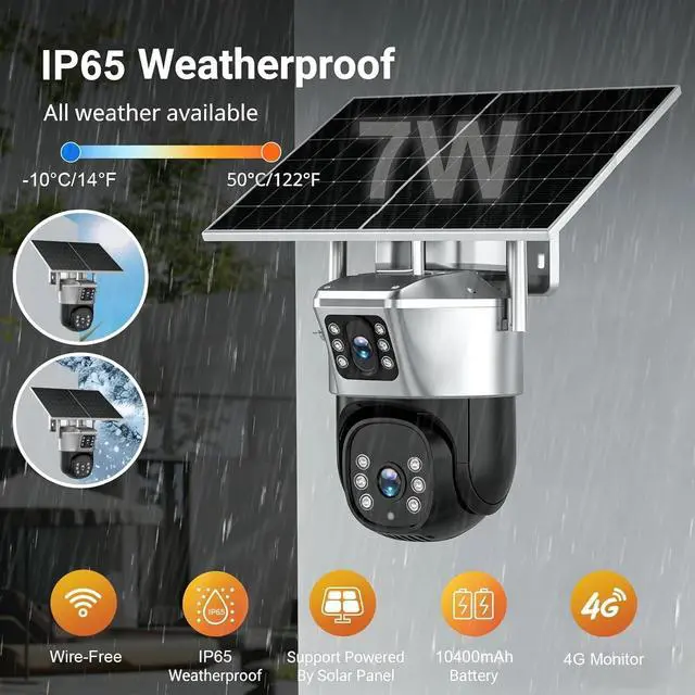 Alt view image 2 of 7 - 4G LTE Cellular Solar Security Camera Wireless Outdoor 2K No WiFi PTZ 360°