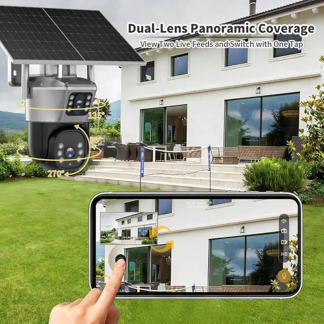 Alt view image 5 of 7 - 4G LTE Cellular Solar Security Camera Wireless Outdoor 2K No WiFi PTZ 360°