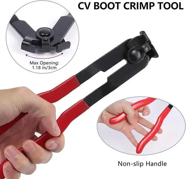 Alt view image 6 of 7 - 14Pcs CV Joint Boot Clamp Pliers with CV Boot Clamps Kit Ear Type Banding Tool