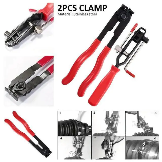 Alt view image 3 of 7 - 14Pcs CV Joint Boot Clamp Pliers with CV Boot Clamps Kit Ear Type Banding Tool