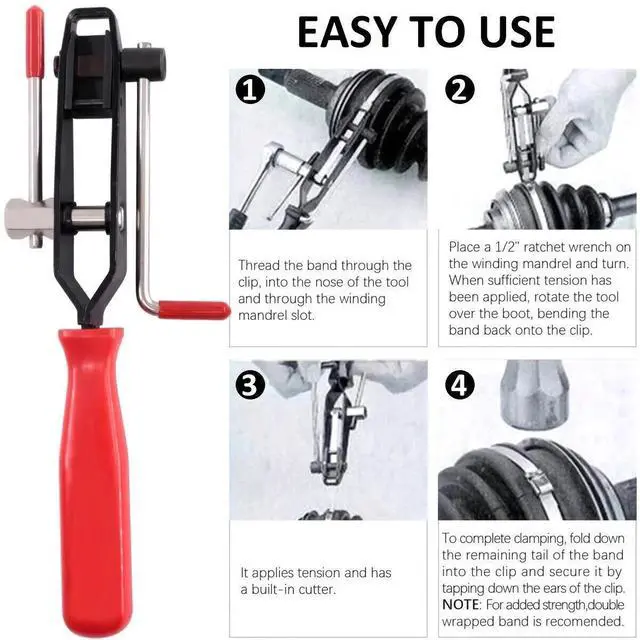 Alt view image 7 of 7 - 14Pcs CV Joint Boot Clamp Pliers with CV Boot Clamps Kit Ear Type Banding Tool