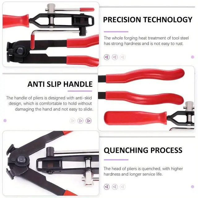 Alt view image 2 of 7 - 14Pcs CV Joint Boot Clamp Pliers with CV Boot Clamps Kit Ear Type Banding Tool