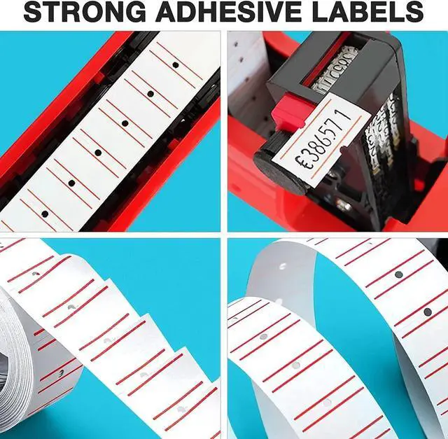 Alt view image 2 of 7 - 10 Rolls 6000 White Price Gun Labels with Red line for Mx-5500 Refill Ink Roller
