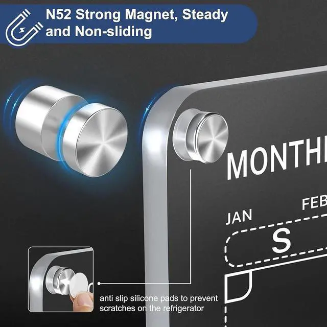 Alt view image 6 of 7 - 17x12 Acrylic Magnetic Dry Erase Board Calendar for Fridge, Clear Month Planner
