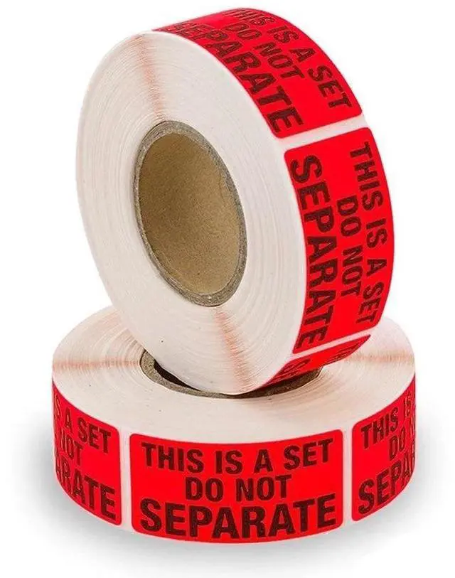 Main image of 2 Rolls THIS IS A SET DO NOT SEPARATE Packaging Labels 1x2 Red Warning Stickers