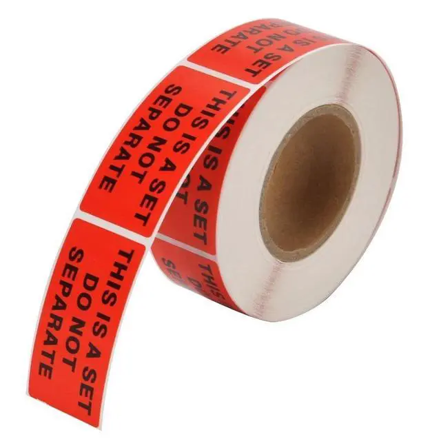 Alt view image 4 of 5 - 2 Rolls THIS IS A SET DO NOT SEPARATE Packaging Labels 1x2 Red Warning Stickers