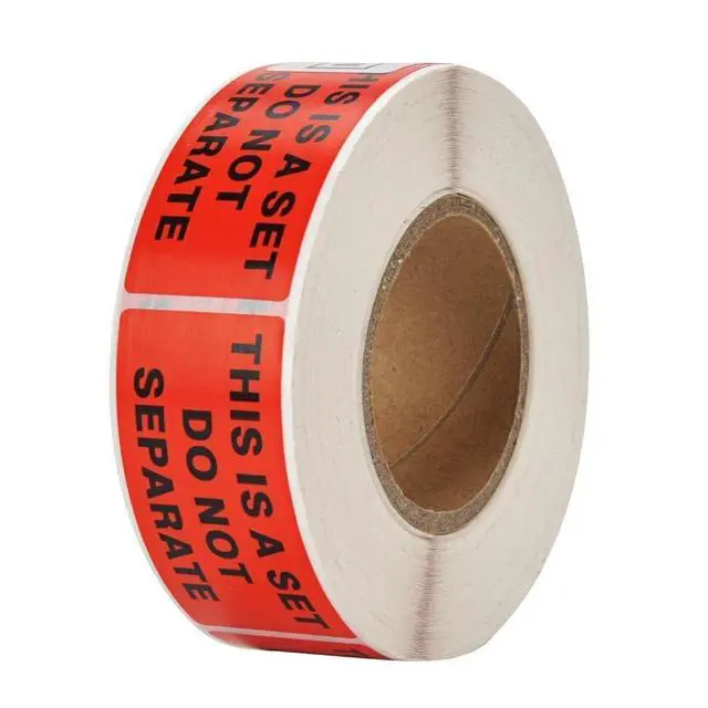 Alt view image 3 of 5 - 2 Rolls THIS IS A SET DO NOT SEPARATE Packaging Labels 1x2 Red Warning Stickers