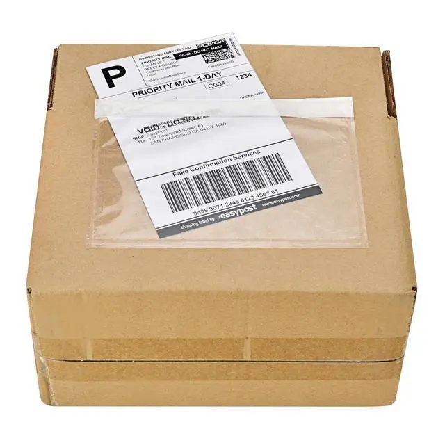 Alt view image 2 of 5 - 100 7.5 x 5.5 Clear Adhesive Top Loading Packing List Shipping Labels Envelopes