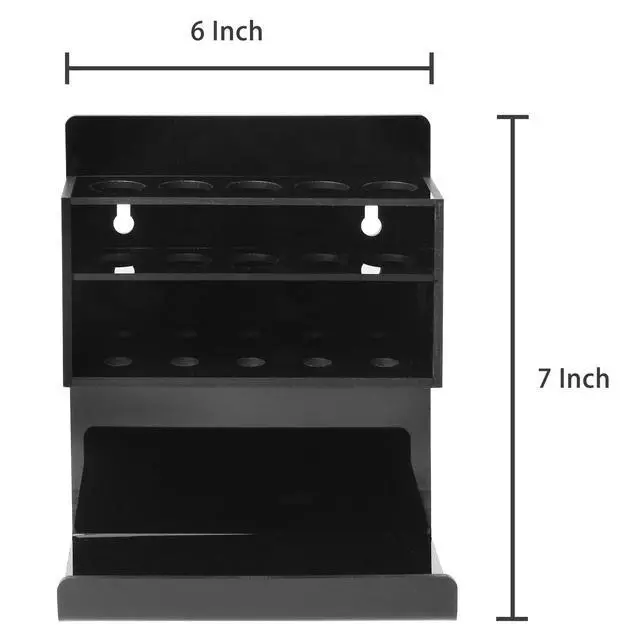 Alt view image 6 of 6 - 2-Tier Black Acrylic 10-Slot Dry Erase Whiteboard Marker and Eraser Wall-Mounted