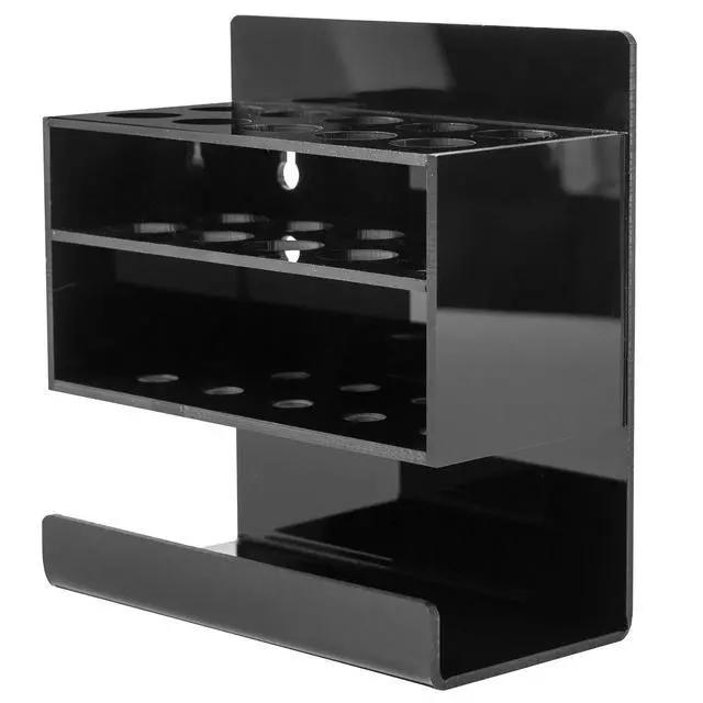 Alt view image 3 of 6 - 2-Tier Black Acrylic 10-Slot Dry Erase Whiteboard Marker and Eraser Wall-Mounted