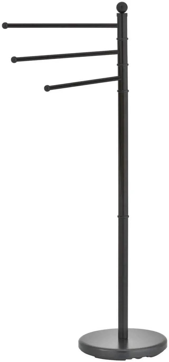 Alt view image 6 of 6 - 40 Inch Towel Hanging Rack Stand Freestanding Bathroom Black Metal Towel Rack
