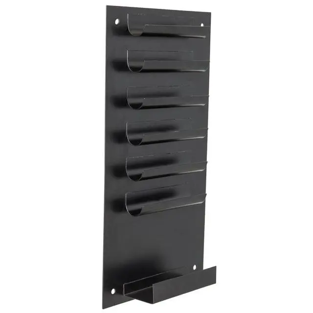 Alt view image 5 of 5 - 6-Slot Wall Mounted Metal Dry Erase Marker & Eraser Vertical Storage, Black