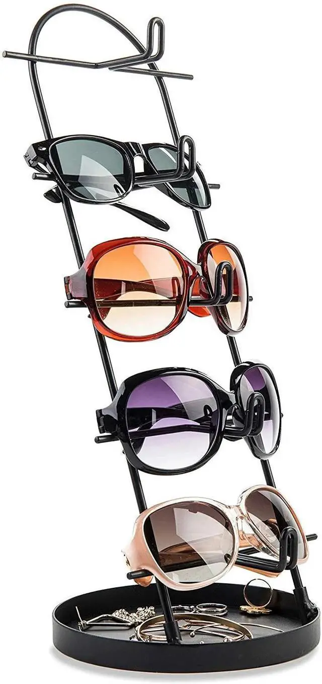 Main image of Black Metal 5-Tier Sunglasses Display Stand with Tray, Retail Eyewear Holder