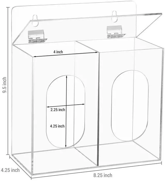 Alt view image 6 of 6 - Clear Acrylic Wall Mounted Medical or Safety Glove Dispenser Holder