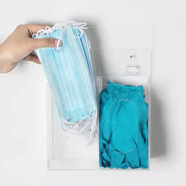 Alt view image 4 of 6 - Clear Acrylic Wall Mounted Medical or Safety Glove Dispenser Holder