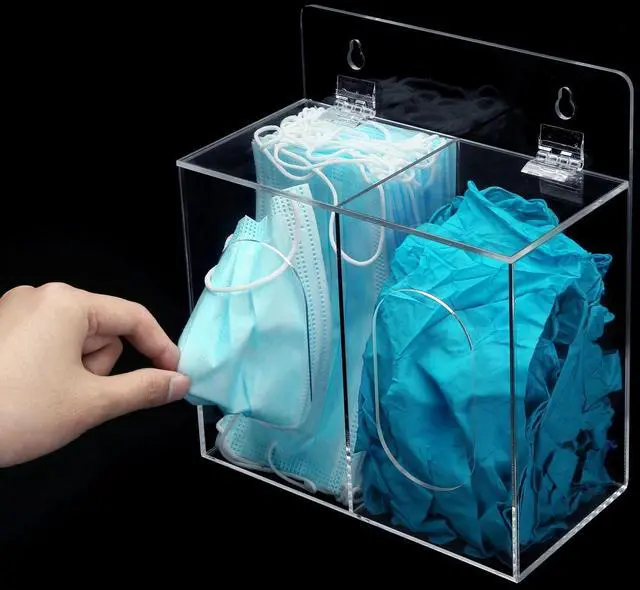 Alt view image 2 of 6 - Clear Acrylic Wall Mounted Medical or Safety Glove Dispenser Holder