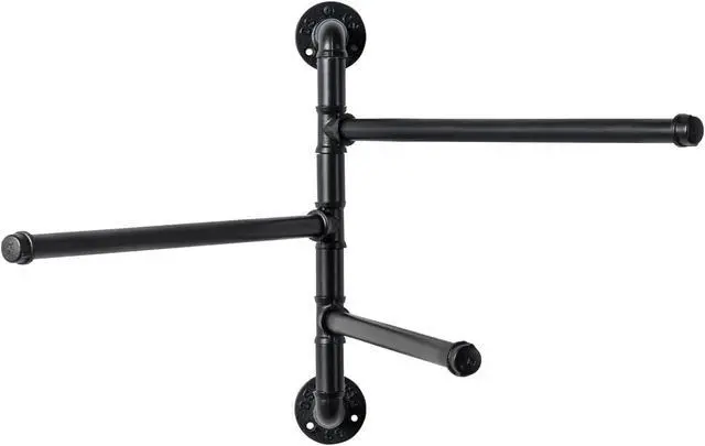 Alt view image 5 of 7 - Wall Mounted Black Metal Towel Rack w/ Industrial Pipe & 3 Bar, Tower Holder