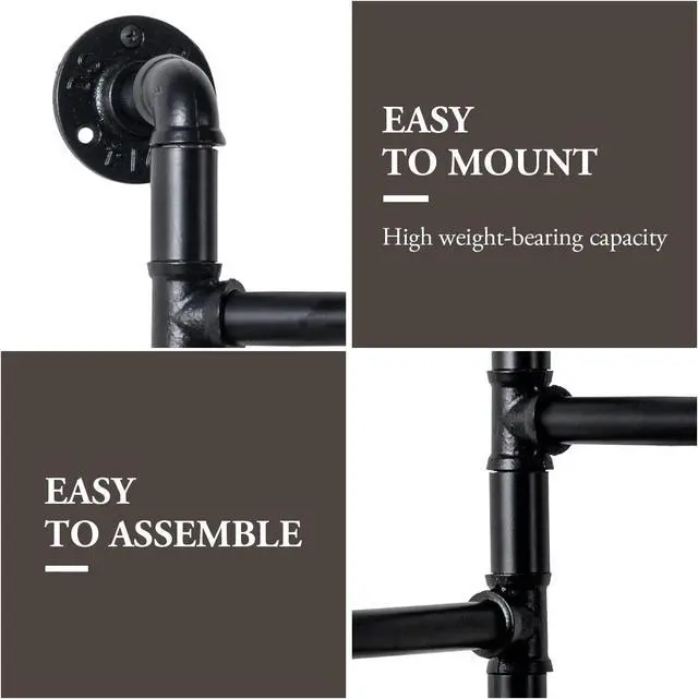 Alt view image 7 of 7 - Wall Mounted Black Metal Towel Rack w/ Industrial Pipe & 3 Bar, Tower Holder