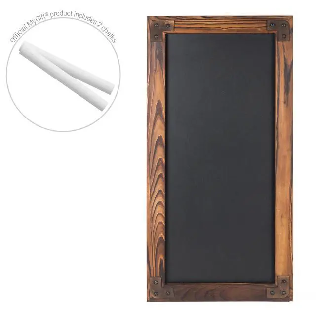 Alt view image 7 of 7 - 12 X 25-Inch Wall-Mounted Erasable Chalkboard with Dark Brown Wood Frame