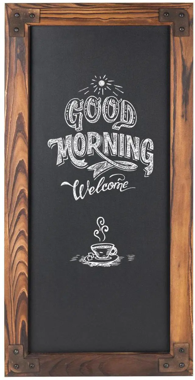 Main image of 12 X 25-Inch Wall-Mounted Erasable Chalkboard with Dark Brown Wood Frame