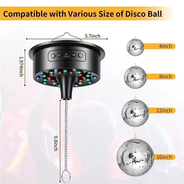 Alt view image 3 of 7 - Disco Motor Rotating Mirror Ball Spinner w/ Remote Adjustable Speed for DJ Party