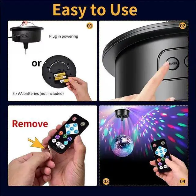 Alt view image 6 of 7 - Disco Motor Rotating Mirror Ball Spinner w/ Remote Adjustable Speed for DJ Party