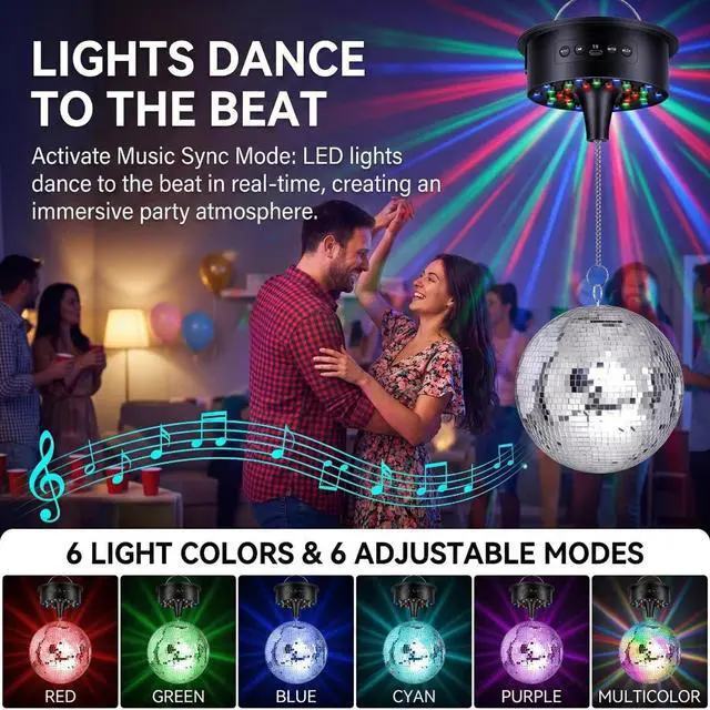 Alt view image 4 of 7 - Disco Motor Rotating Mirror Ball Spinner w/ Remote Adjustable Speed for DJ Party