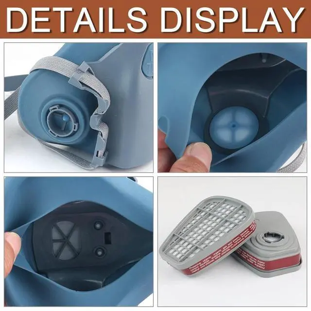 Alt view image 6 of 7 - Half Face Gas Mask Painting Spraying Respirator Facepiece reusable respirator US