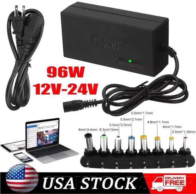 Main image of Universal Laptop Charger Adapter For Notebook 12-24V Adjustable 96W Power Supply