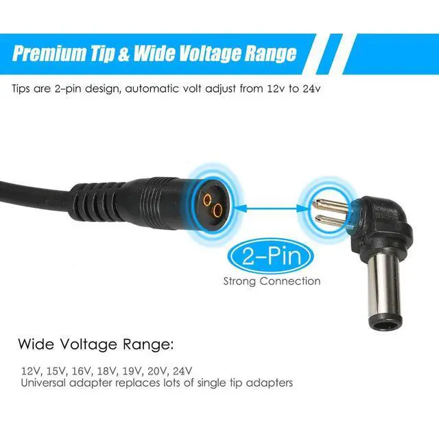 Alt view image 3 of 7 - Universal Laptop Charger Adapter For Notebook 12-24V Adjustable 96W Power Supply