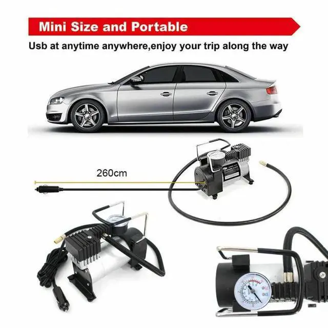 Alt view image 4 of 7 - Heavy Duty 12V Portable 150PSI Car Tyre Auto Tire Inflator Pump Air Compressor