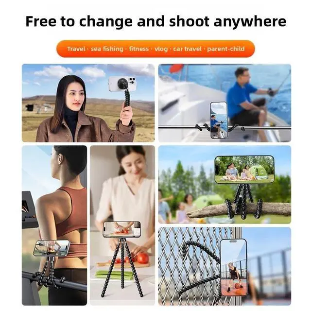 Alt view image 7 of 7 - Mini Octopus Tripod Mount Magnetic Travel Phone Holder Stand for Video Recording