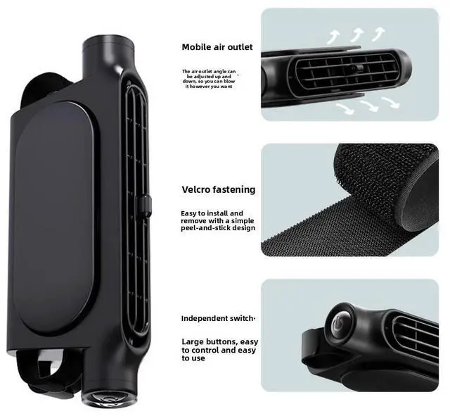 Alt view image 4 of 7 - Car Seat Back Cooling Fan 3-Speed Portable Headrest Fan for Vehicle SUV RV Truck