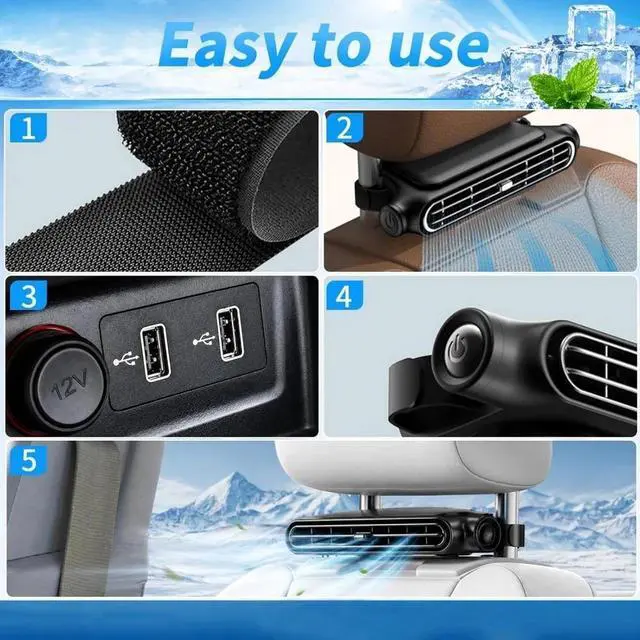 Alt view image 5 of 7 - Car Seat Back Cooling Fan 3-Speed Portable Headrest Fan for Vehicle SUV RV Truck