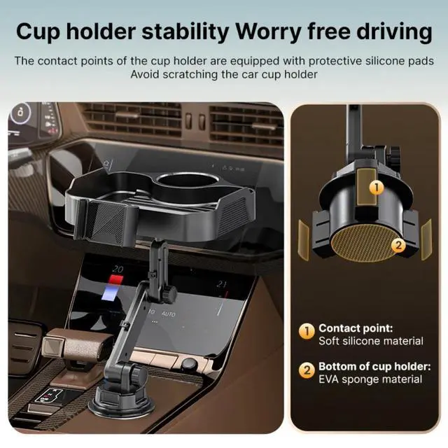 Alt view image 5 of 7 - 4 in 1 Adjustable Car Cup Holder Expander Detachable Car Food Tray Organizer USA