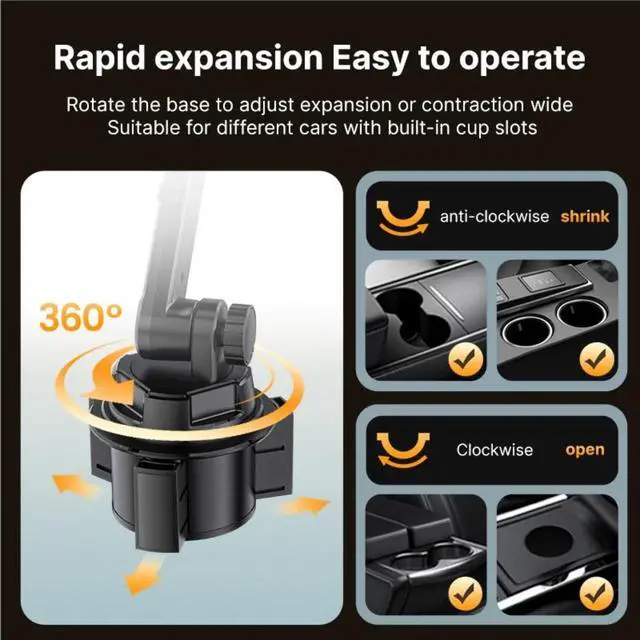 Alt view image 6 of 7 - 4 in 1 Adjustable Car Cup Holder Expander Detachable Car Food Tray Organizer USA